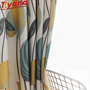 

Art Colorful Printing Leaf Curtain Cloth for Living Room Leaves Window Drapes for Bedroom Blackout Curtains W-HM333#30
