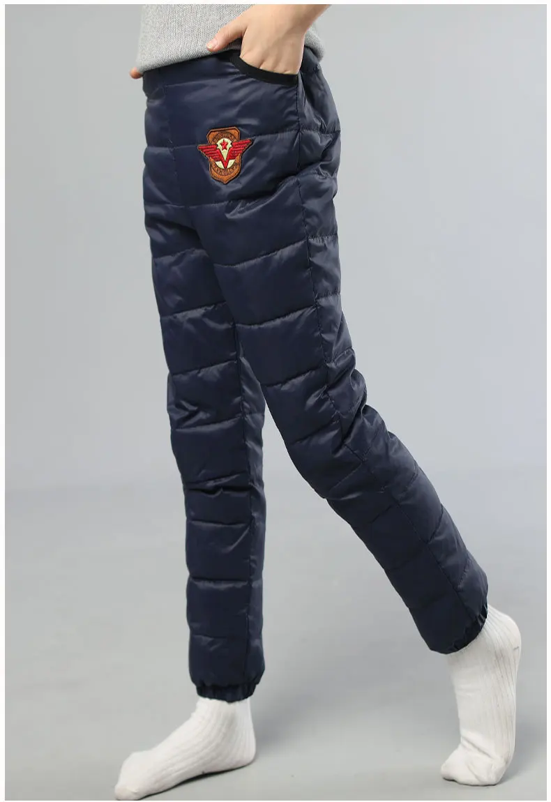 Детские зимние штаны Детские Пуховые ватные брюки детские тепловые ветрозащитные водонепроницаемые брюки Холодостойкие для От 3 до 14 лет - Цвет: 05