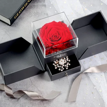 

Everlasting flower Jewelry Gift Box Brooch Wedding Decor Send Ladies Party Birthday Christmas Romantic Gifts Beauty the beast