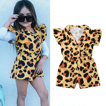 

Baby Summer Clothing 1-5Y Toddler Kids Baby Girls Leopard One-Pieces Romper Ruffles Short Sleeve Jumpsuit Outfits Sunsuit