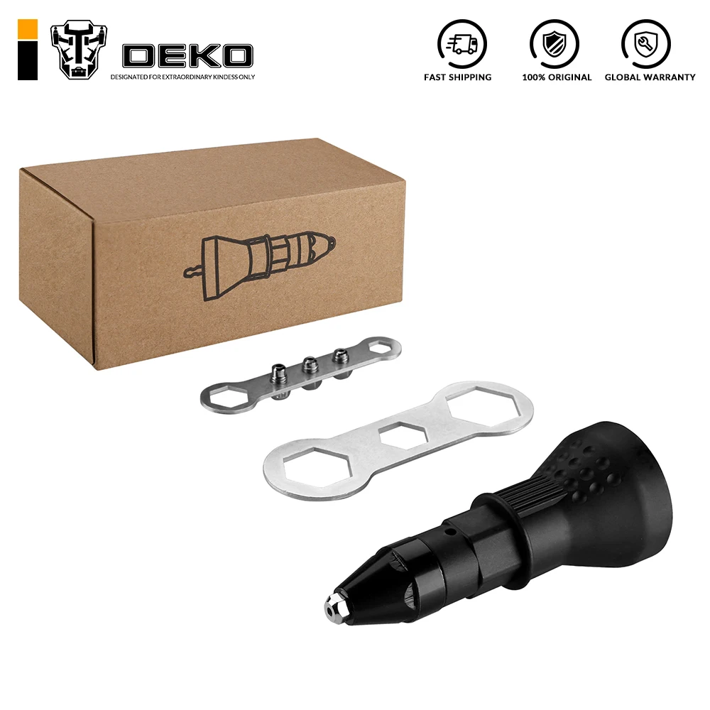 DEKO-pistola para tuercas de remaches eléctrica DQ460G, herramienta remachadora, adaptador de taladro, tuerca de inserción