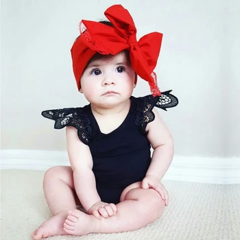 

Infant Baby Girls Lace Flying Sleeve Cotton Romper 2020 Summer Newborn Cute Jumpsuit Candycolor Bebe Princess Clothing Set