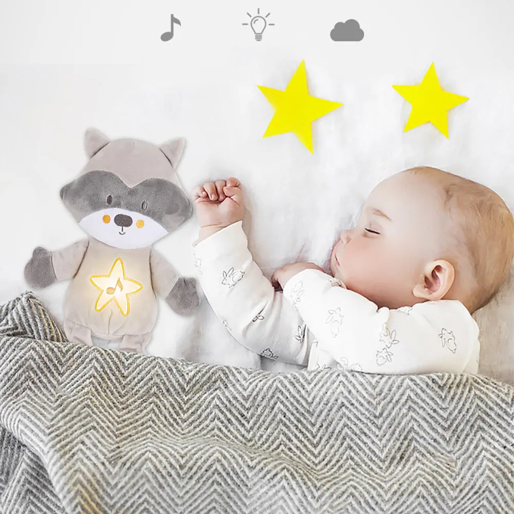 

Plush Toy for Baby Sleep Soother Sound Machines Baby Gift with Night Light Soothing Sounds for Travel Sleeping Baby Carriage