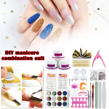 

1 Set Full Acrylic Powder Nail Art Tool Set Tips Brush Tool Manicure Kit Z7O9