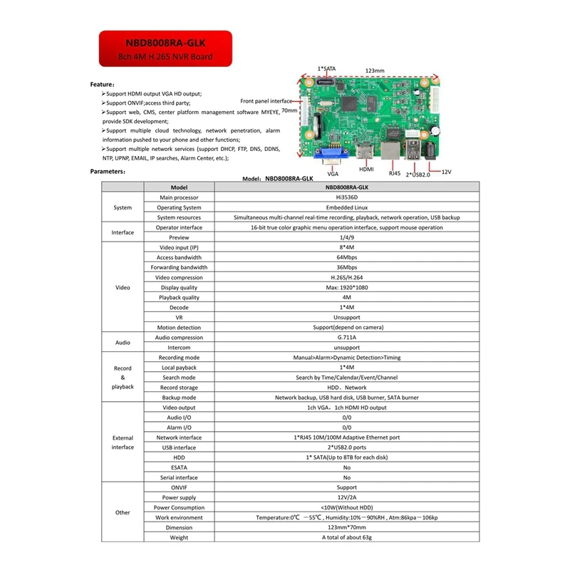 CCTV 8CH NVR H.265+ сетевой видеорегистратор 8CH 4.0MP или 4CH 5.0MP NVR, HDMI выход, поддержка Onvif/Cloud/IOS/Andriod