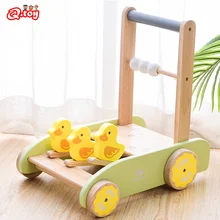 

Baby Walker with Four Wheels Trolley Wooden Push Walk for Baby Learning Preschool Sonorous Walker for Baby