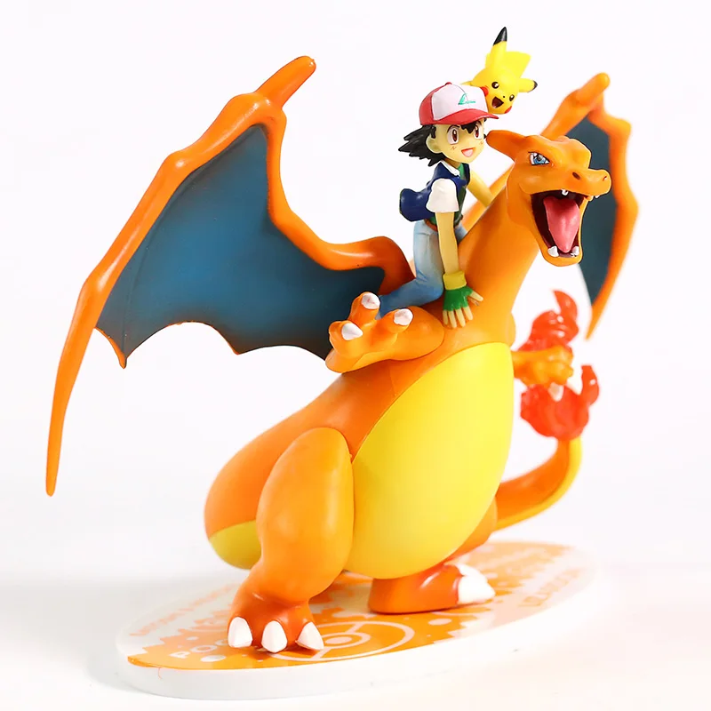 Аниме Монстры пепел Кетчум Сатоши езда на Charizard ПВХ фигурка Коллекционная модель игрушки