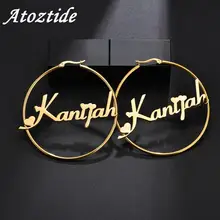 Atoztide-pendientes de acero inoxidable con nombre personalizado para mujer, joyería de Fiesta de bodas, 3 colores