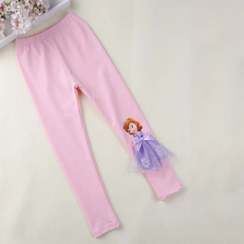 pink purple Осень-зима, теплые бархатные леггинсы для маленьких девочек Детские узкие джинсы детская одежда с рисунком Эльзы и Анны, 3D сетка для детей от 3 до 12 лет - Цвет: pink purple