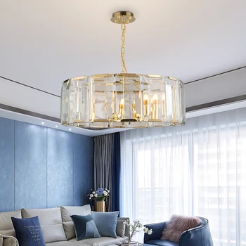 

Luxury Gold Hall Crystal Chandelier Lighting For Living Dining Room decoration lamp Restaurant LED Crystal Hanging Suspension
