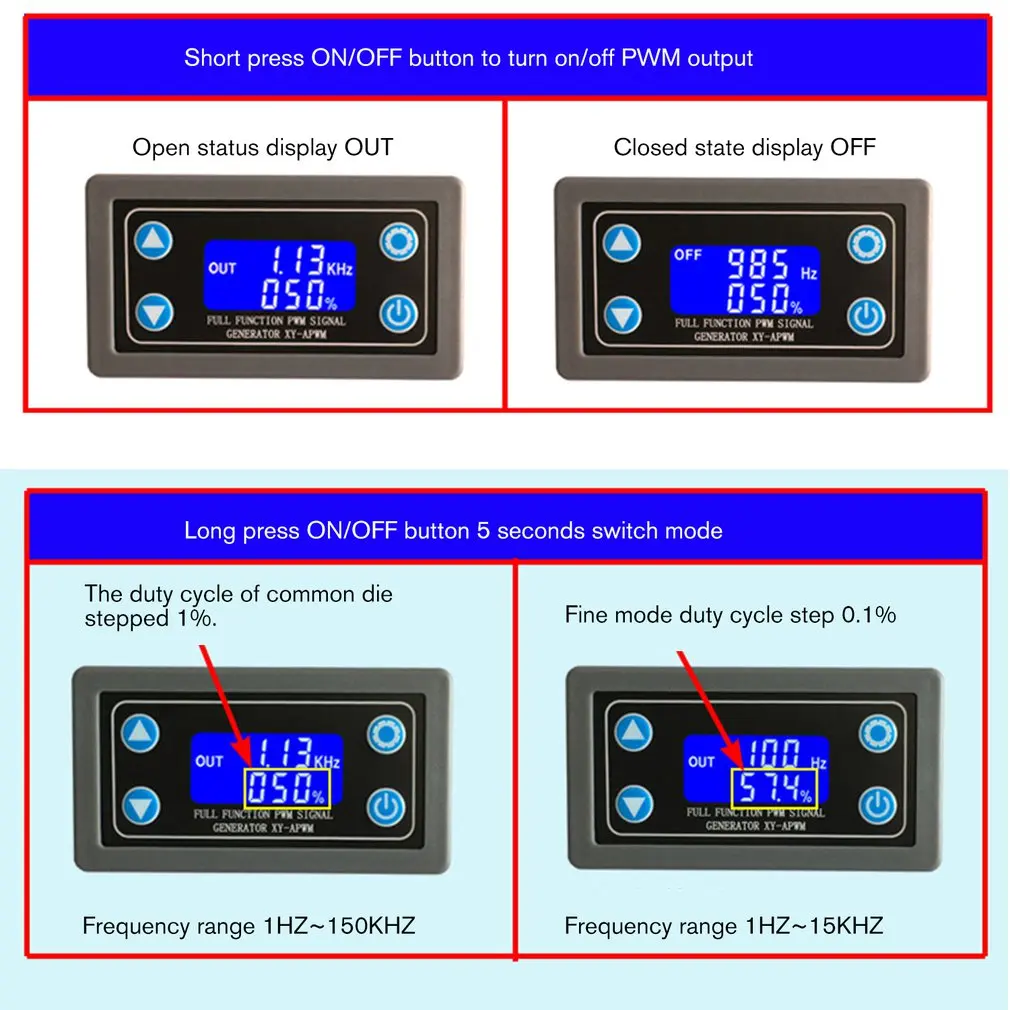 XY-APWM Full-function PWM Pulse Frequency Duty Cycle Adjustable Module Square Wave Rectangular Wave Signal Generator