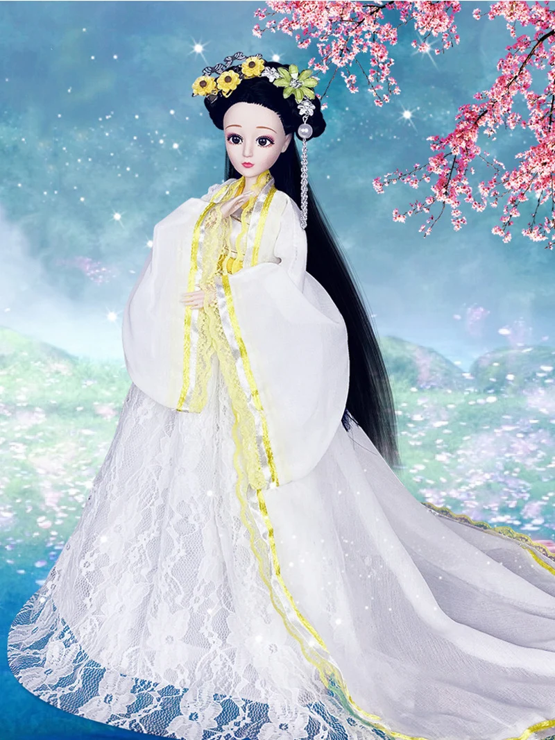 1/6 Scale 30CM Ancient Costume Style Fairy Dress Hanfu Long Hair Barbi Doll 12 or 20 Joints Body Model Toys Gift For Girl vintage beetle diecast pull back car model toy children gift decorations conveni toy vehicles car model miniature scale model