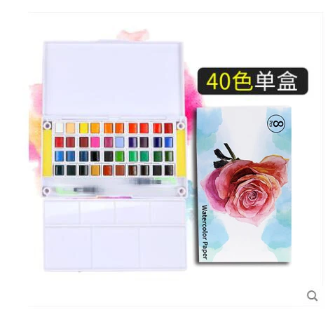 40 colors set 12/18/24/30/36/40 Цвета твердый пигмент воды Цвет краски комплект Портативный путешествия водой Цвет кисть для рисования товары для рукоделия - Цвет: 40 colors set