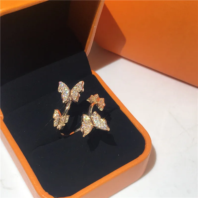 Butterfly shape 100% 925 Sterling Silver Ring Simulated Diamond Cz Engagement Wedding band rings for women Bridal Party Jewelry | Украшения