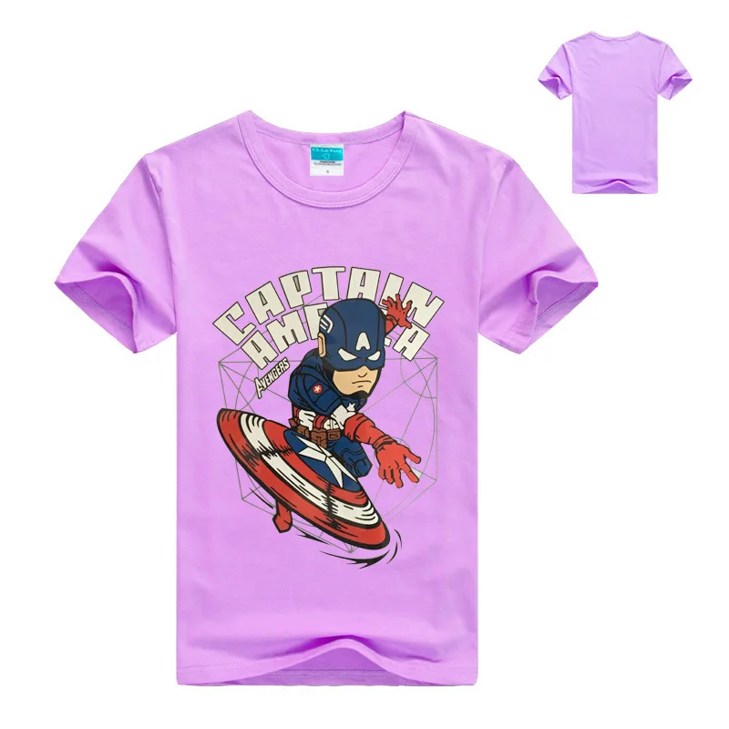 Классическая хлопковая футболка с короткими рукавами для мальчиков и девочек «Капитан Америка», футболки, топы, Детский костюм, одежда для косплея, детские футболки