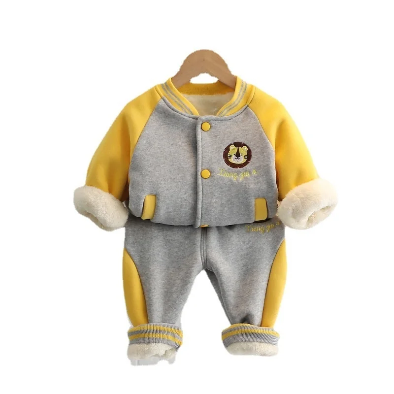 

New Winter Baby Girls Thick Warm Clothes Children Cartoon Coat Pants 2Pcs/Sets Autumn Toddler Casual Costume Kid Boys Tracksuits
