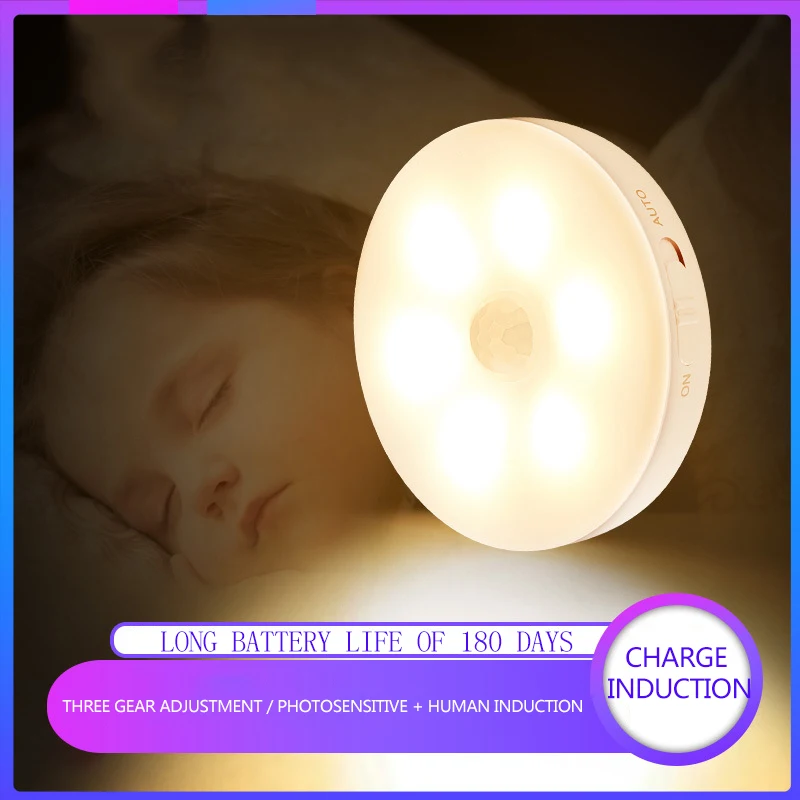 Cabinet Night Light Human Body Induction Cabinet Light Dual Color LED Night Lamps Battery Power Suitable for Kitchen Stair