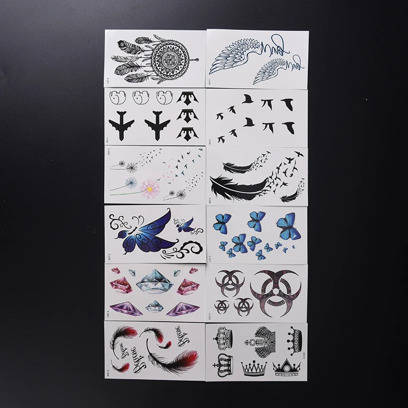 Waterfproof Fake Temporary Tattoo Sticker Body Cat Star Infinity Bird Tattoo Small crown/feather/diamond /swallow Tattoo