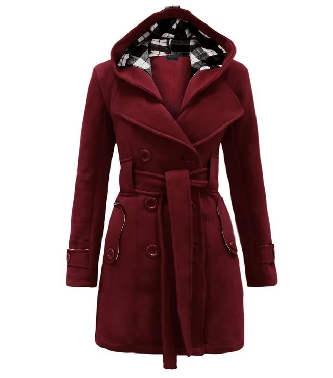 Женское теплое осенне-зимнее пальто, женское двубортное пальто с капюшоном, Длинная шерстяная верхняя одежда, Chaquetones De Mujer, женская одежда