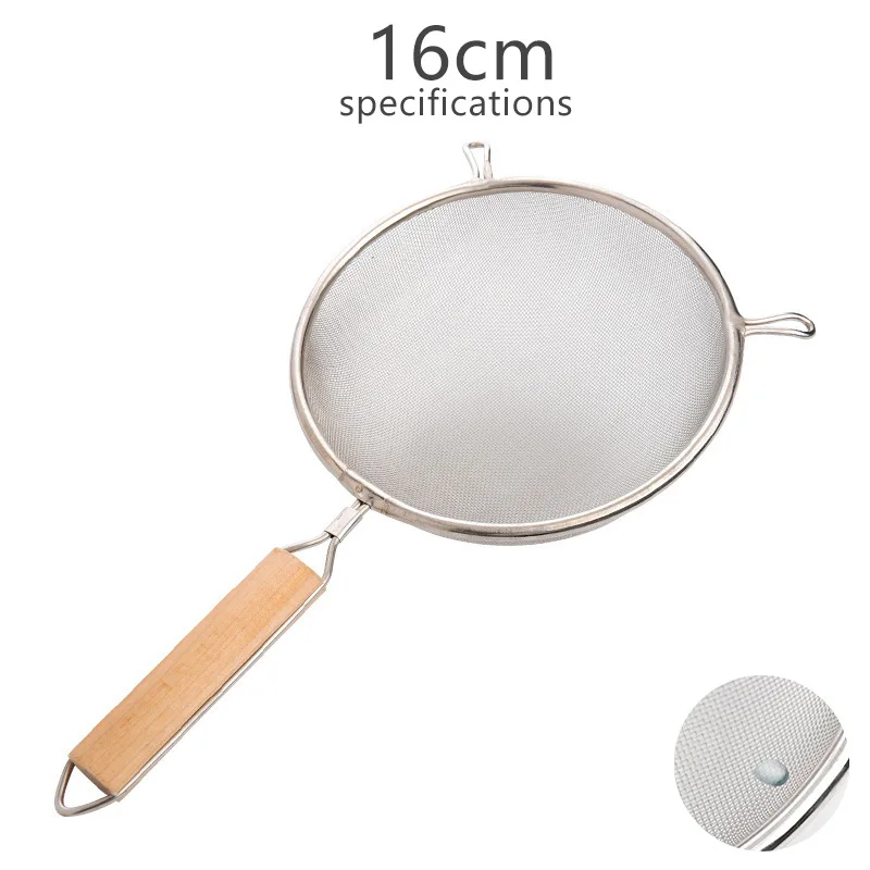 16cm Durablel Нержавеющая сталь кухонная мука дерево ручной сетчатый фильтр сито для муки сито для масла дуршлаг - Цвет: 16cm