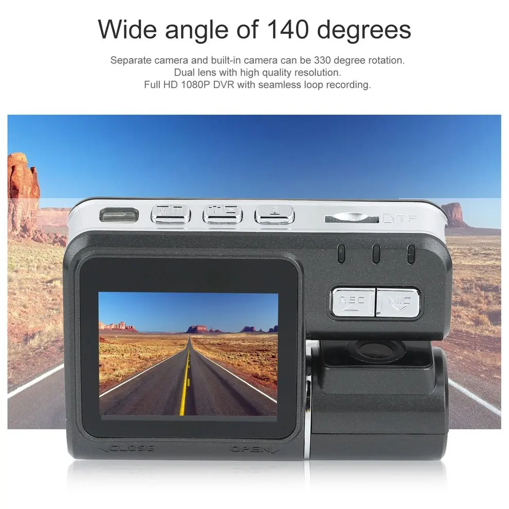 Двойной объектив Автомобильный видеорегистратор Камера I1000 Full HD 1080P 2," TFT Dash Cam IR светодиодный свет ночного видения H.264 вращающаяся линза видео рекордер