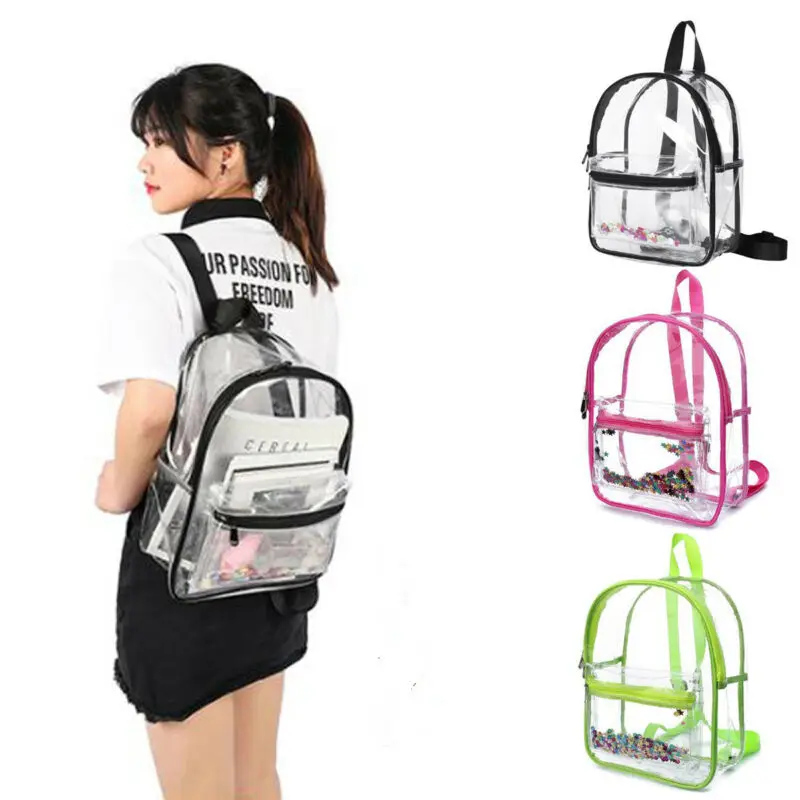 

Transparent Bags Clear PVC Backpack Travel School Bag rucksack Security Unisex
