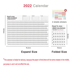 Calendrier mural Simple de 2022 jours avec autocollants, 1 pièce, 365, planificateur, planificateur, apprentissage 