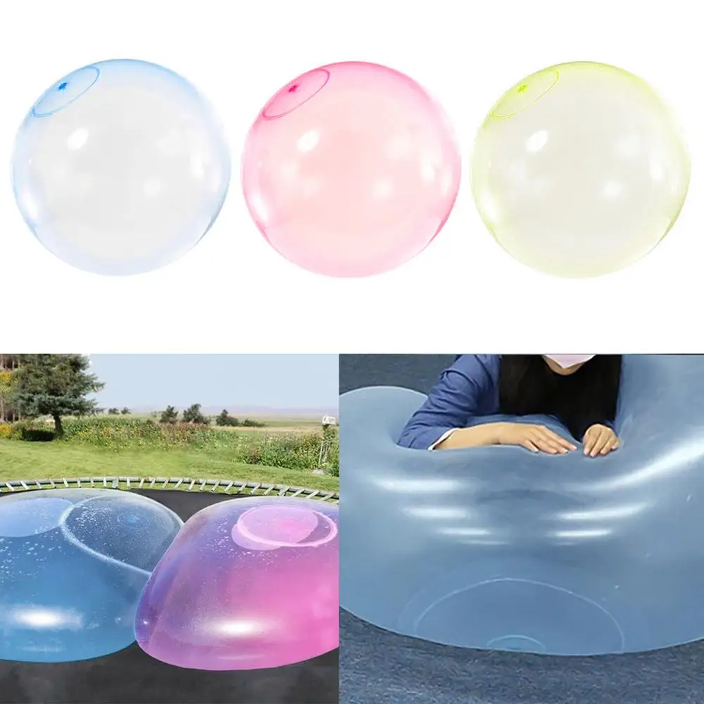 Pink, 50cm 2 PCS Big Amazing Bubble Ball Water-Filled Interactive Rubber Balls Outdoor Soft Air Water Filled Bubble Ball Blow Up Balloon Magic Inflatable Bubble Ball for Adult Kids Family Fun 