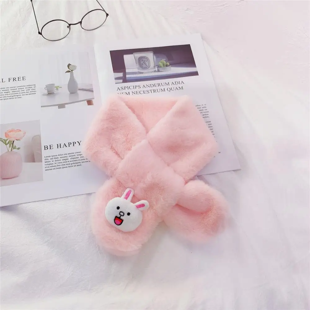 Light Pink3 Модный детский шейный платок, мягкий удобный теплый плюшевый шарф, аксессуары с животными, однотонный шарф для маленьких мальчиков и девочек - Цвет: Light Pink3