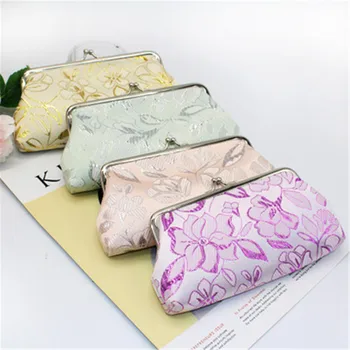

Coin Purse Women Lady Retro Vintage Flower Embroidered Long Wallet Hasp Purse Clutch Bag Fashion Gold Wallet