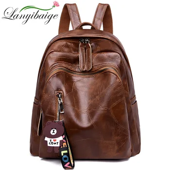 

2019 Vintage Women Backpack High Quality Youth Leather Backpacks for Teenage Girls Female School Shoulder Bag Bagpack Mochila