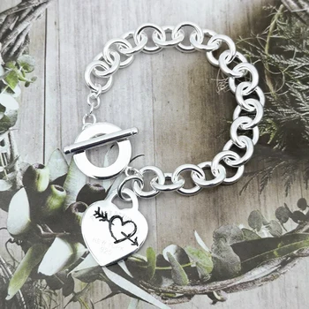 

1: 1 sterling silver 925 classic pendant arrow heart shaped ladies bracelet jewelry holiday gift