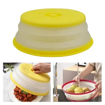 

Collapsible Plastic Microwave Splash Cover Splash-proof Food Fruit Vegetables Cover Breathable Lid Kitchen Tools