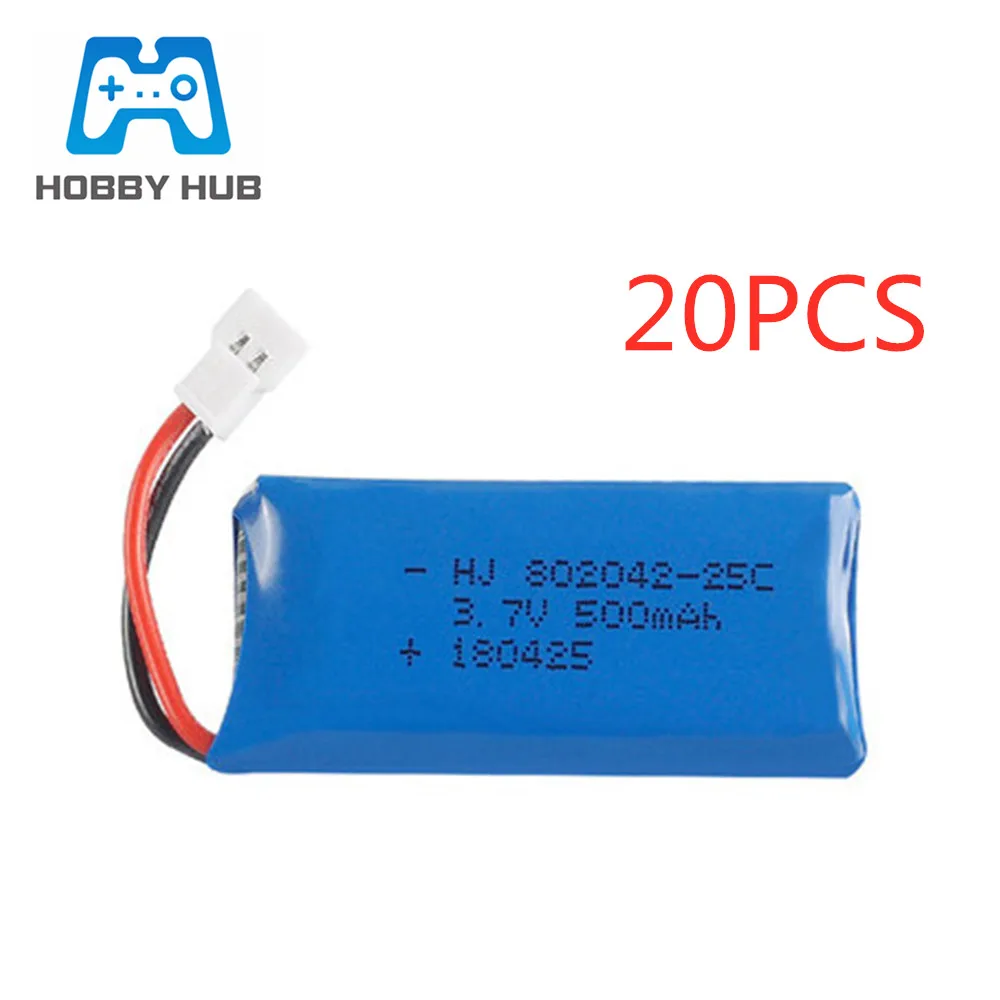 20 шт./лот 3,7 V 500 мА/ч, 25C 802042 Lipo Батарея для Hubsan X4 H107 H107L H107C H107D Udi U942A U816 JXD385 Квадрокоптер с дистанционным управлением