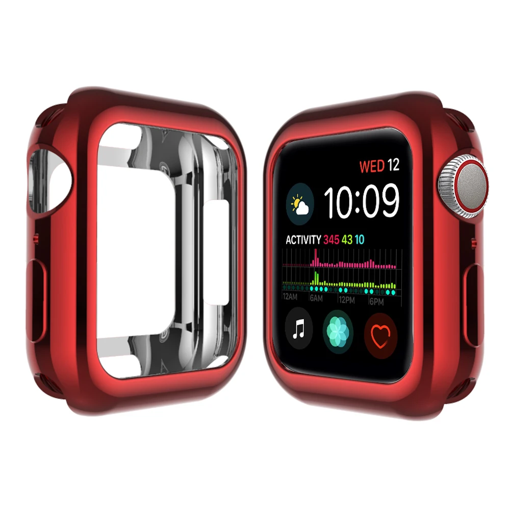 Case for Apple Watch 4 1/2/3 38MM 42MM Plating Protective 6 colors Tpu slim soft for iwatch Series 4 3 2 1 40MM 44MM - Цвет: Красный