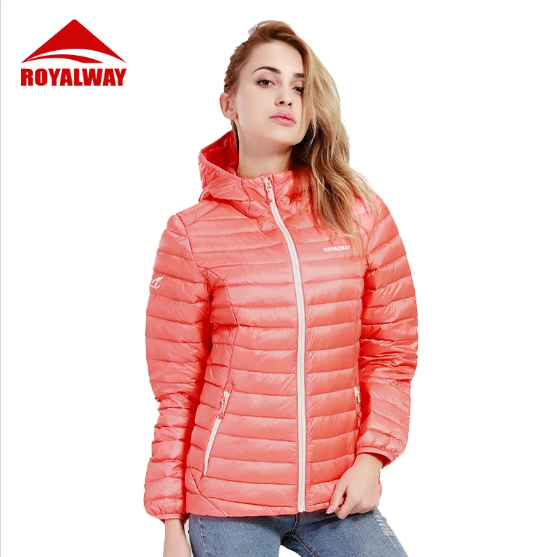 

ROYALWAY Women Fashion Light Down Jacket Coat 90% Down Content White Duck Down Coats Outdoor Down Jackets RFDL4187G