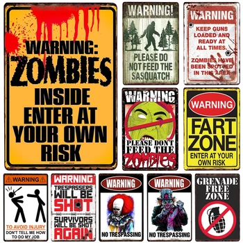 

Beware Of Zombie Metal Plate Tin Sign Plaque Metal Vintage Decor Metal Sign Metal Poster Home Bar Pub Decoration Vintage Posters