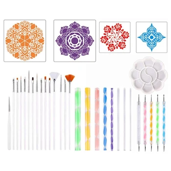 

33Pcs Mandala Dotting Tools Rock Painting Kit for Polymer Clay Pottery Craft Nail Art Tools with Mandala Dotting Pens