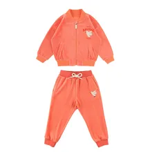 Детские вельветовые комплекты одежды Новинка года, зимний брендовый комплект одежды для мальчиков и девочек, куртка с оранжевым и белым рисунком голубя+ штаны детская теплая одежда