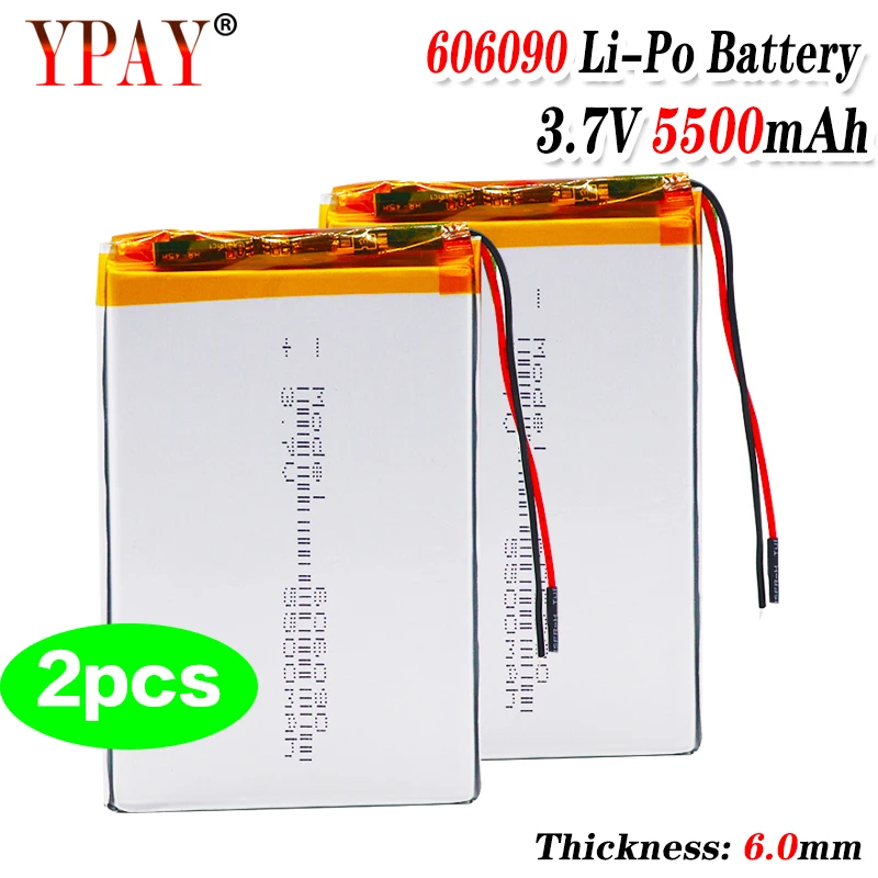 2 шт./партия литий-полимерные аккумуляторные батарейки 606090 3 7 в 5500 мАч |