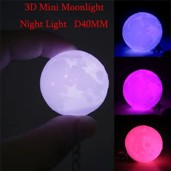 

Mini 3D Moon Night Light Pendant Moonlight LED Night Lunar Light Color Changing 40MM Creative Gifts Pendant luminaria #3N14