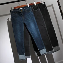 Женские штаны-шаровары для осени и зимы размера плюс, джинсы для женщин, женские простые повседневные брюки с высокой талией, джинсы, модные леггинсы