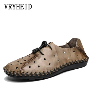 

VRYHEID 2020 New Summer Men Genuine Leather Sandals Casual Shoes Men Outdoor Beach Sandals Roman Men Summer Water Shoes Size 48