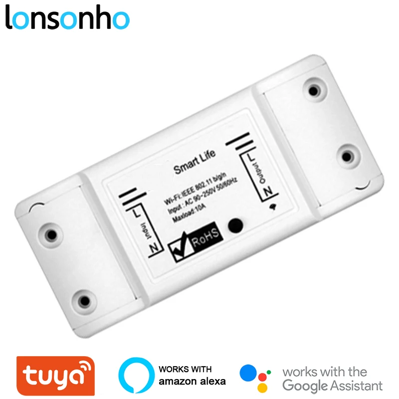 

Lonsonho Smart Wifi Switch Relay Tuya Smart Life App Works With Google Home Mini Alexa Smart Home Automation Module