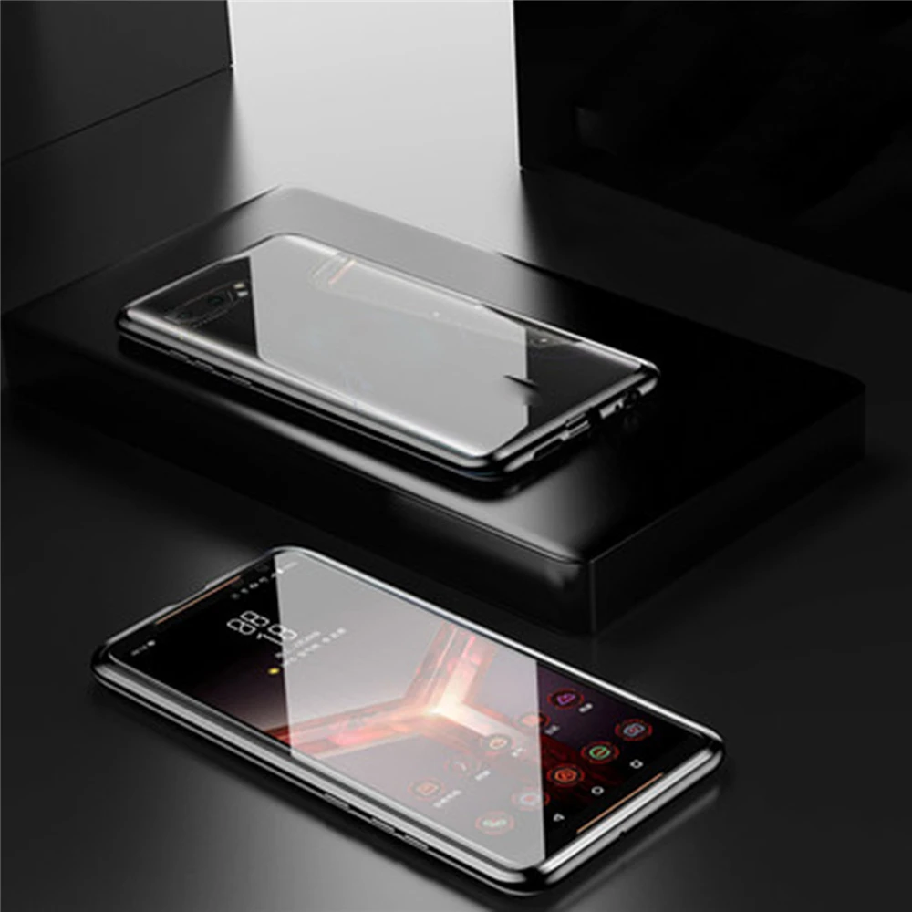 Переднее и заднее двухстороннее закаленное стекло Прозрачный Магнето чехол для телефона для ASUS ROG Phone II 2/ZS660KL