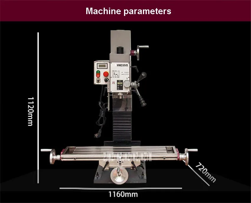 WMD30VB бытовой сверлильный фрезерный станок Многофункциональная Обработка металла фрезерный станок маленькая скамья дрель 110 В/220 В 1,5 кВт