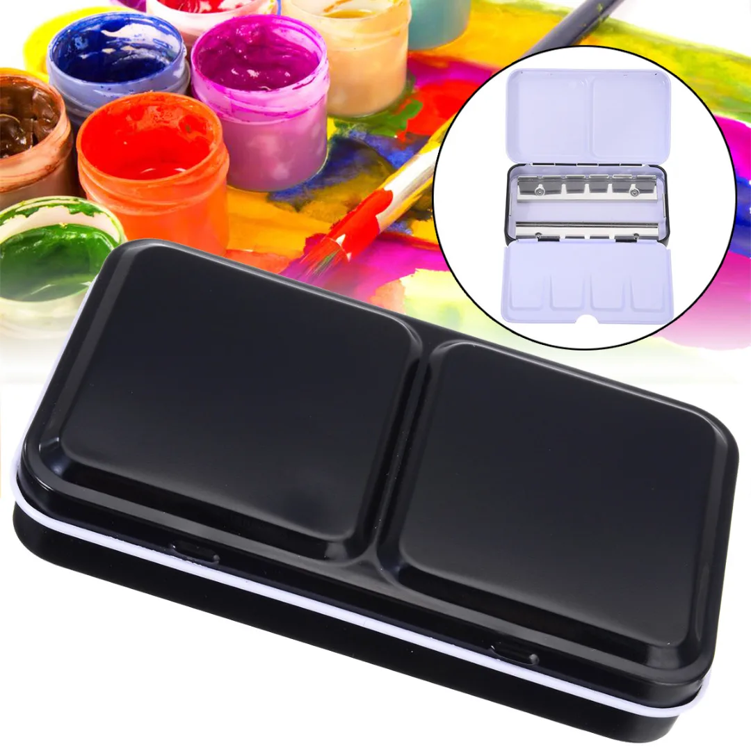 

1pc Empty Watercolor Iron Paint Tins Box 6/12 Color Full Pan Solid Watercolor Pigment Tray Storage Case For Art Drawing Painting