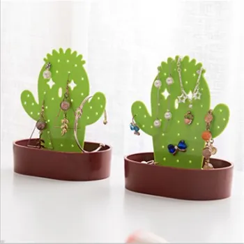 

New Cactus Shaped Necklace Bracelet Earrings Storage Organizer Jewelry Display Stand Rack Box House Fashion Ornaments Crafts