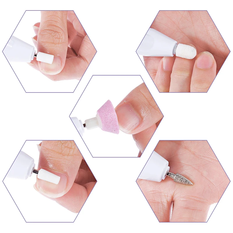 Electric Nail set Manicure Set 5 in 1 Manicure machine Nail Drill File Grinder Grooming kit nail Buffer Polisher remover