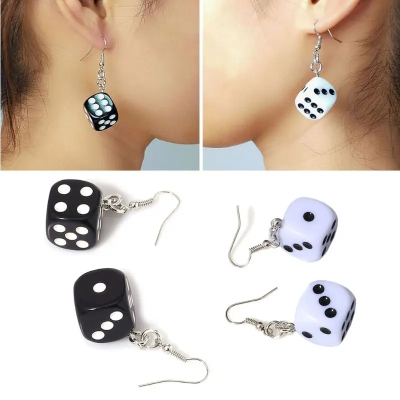 Женские Висячие серьги акриловые белые кубики 3D кубические кости очаровательные